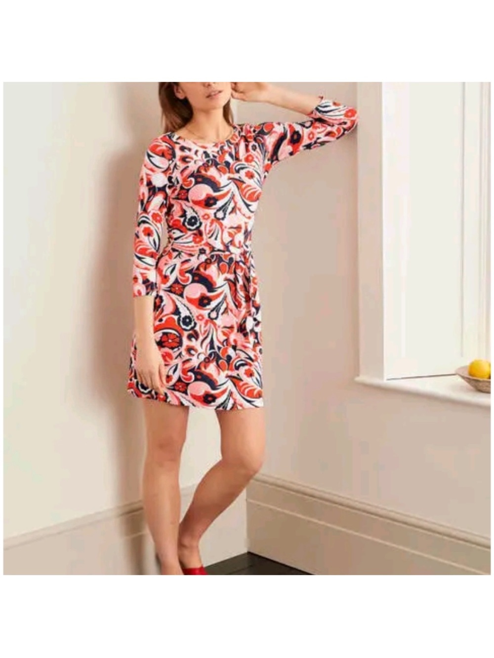 Boden Sylvia Dress 3/4 sleeves with waist tie belt Size 2